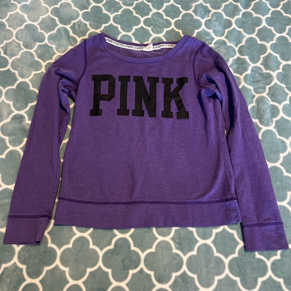 PINK Victoria's Secret Purple Long Sleeve Lightweight Crewneck